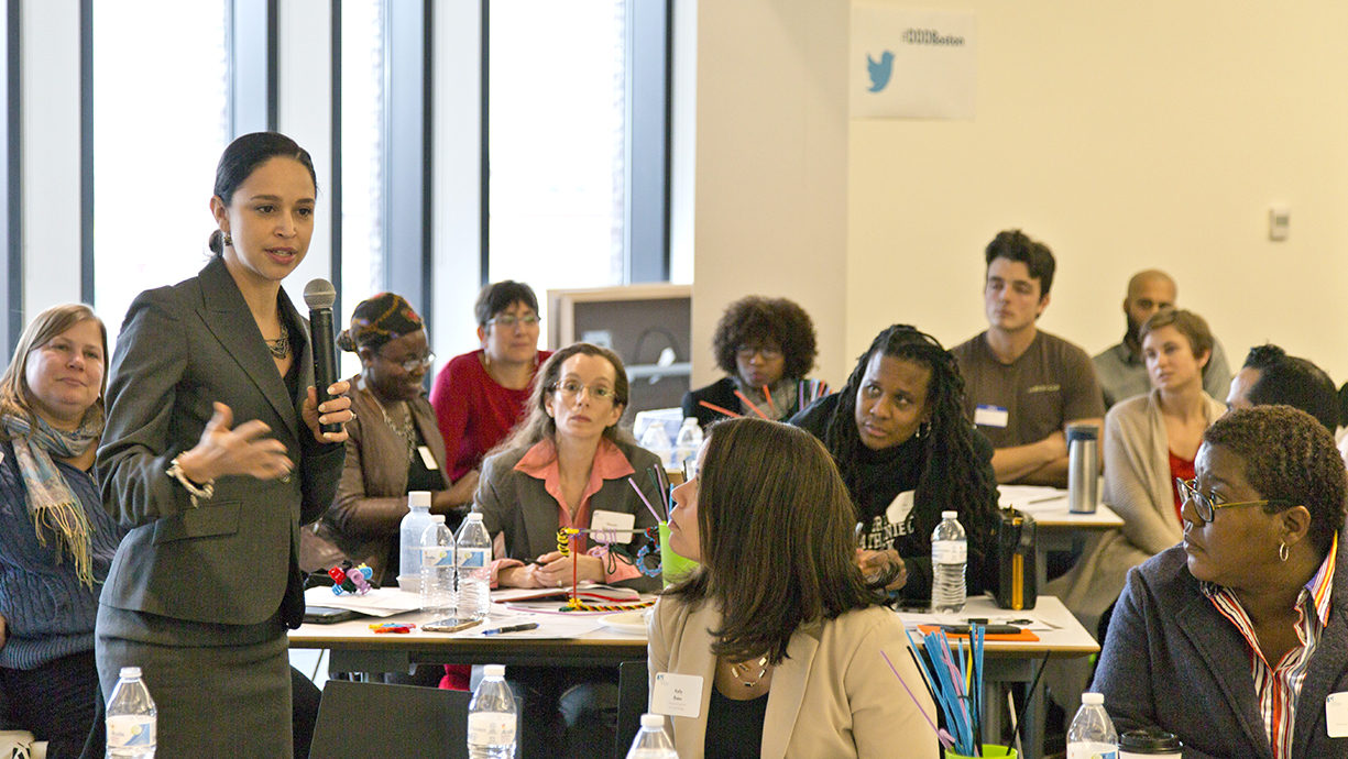 photo of woman speaking at event