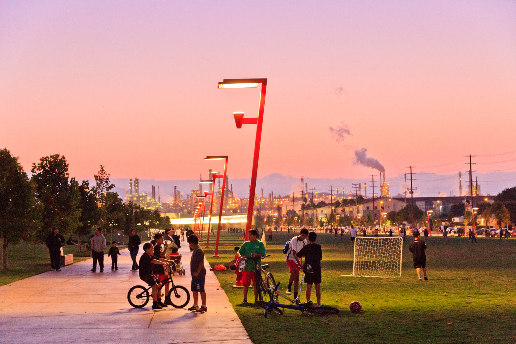 photo of park at sunset