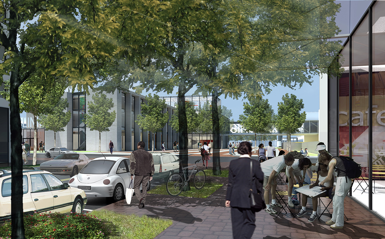 rendering of street on campus