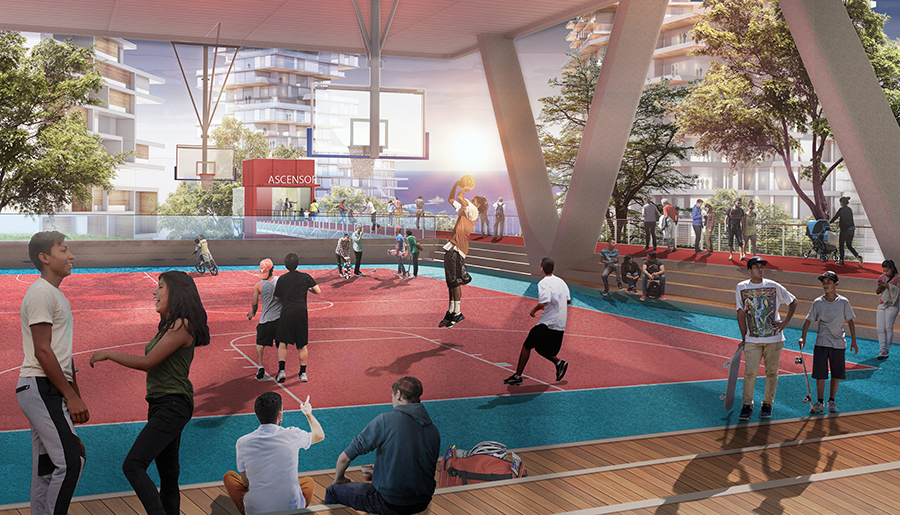 rendering of basketball court
