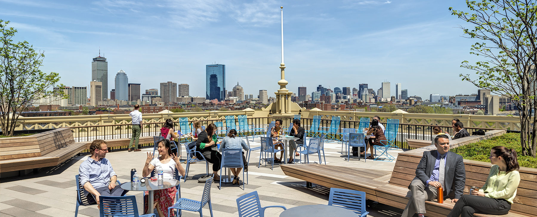 people sitting on a deck