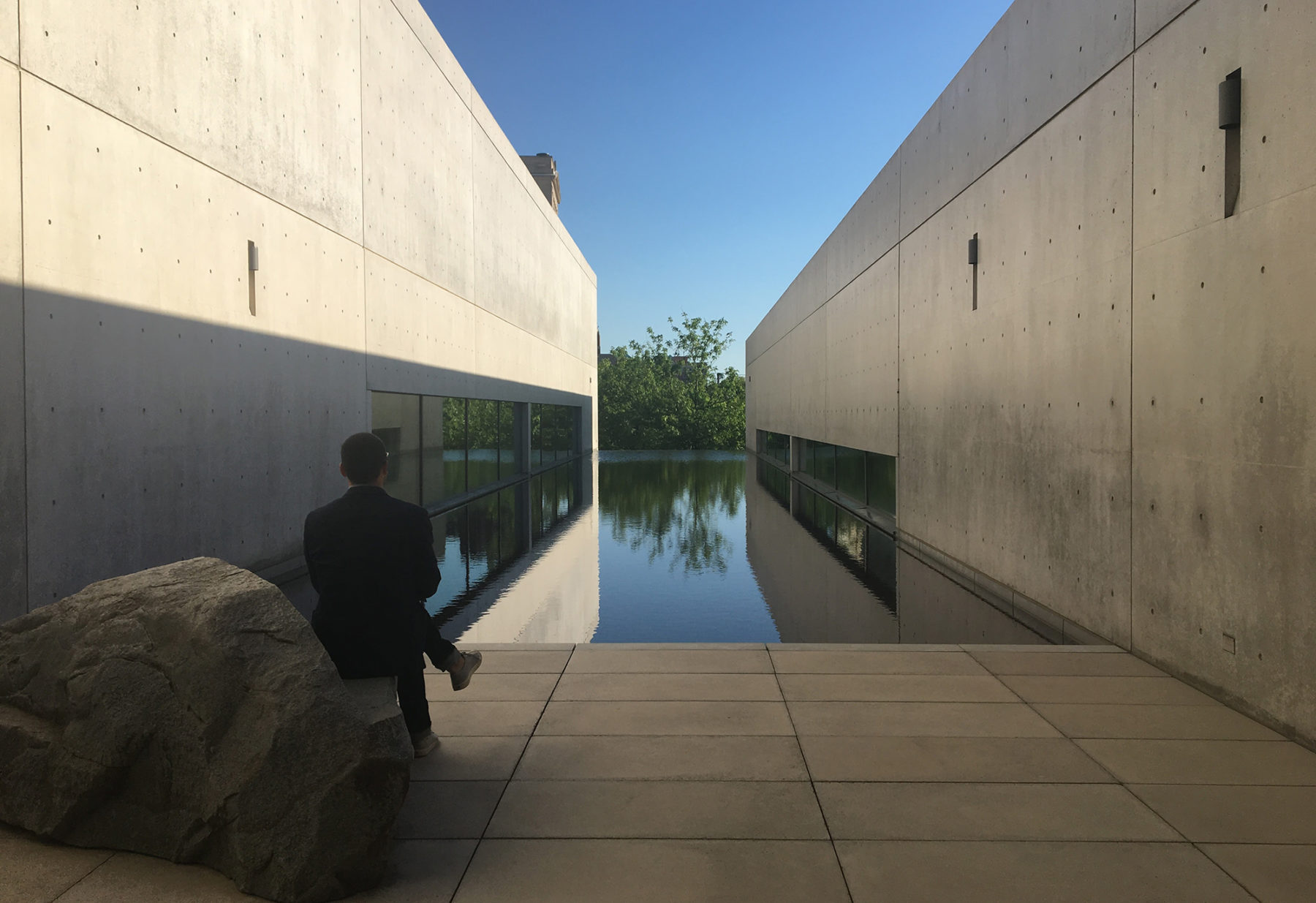 photo of water feature between buildings