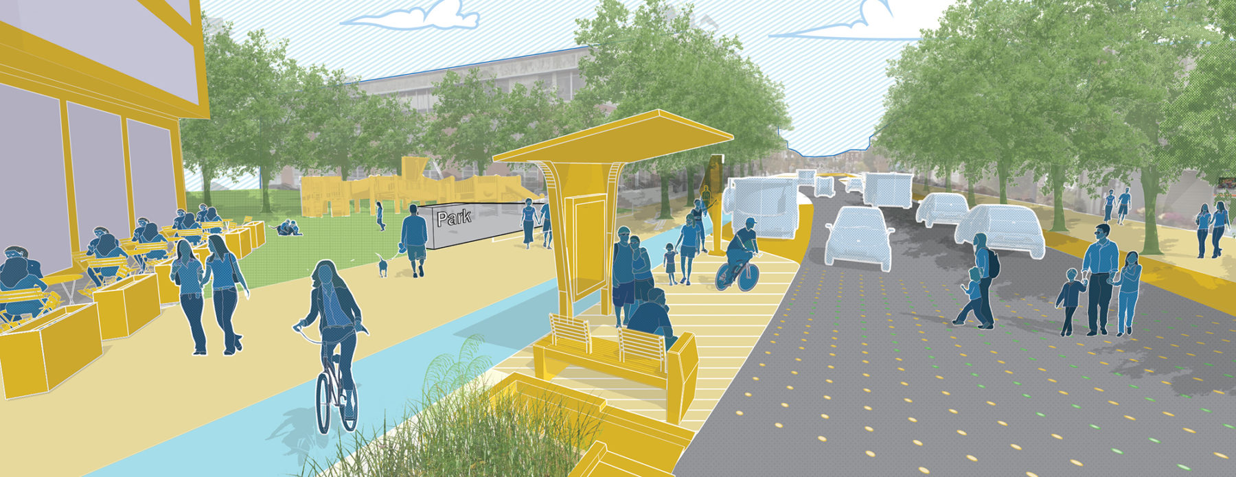 rendering of a future streetscape