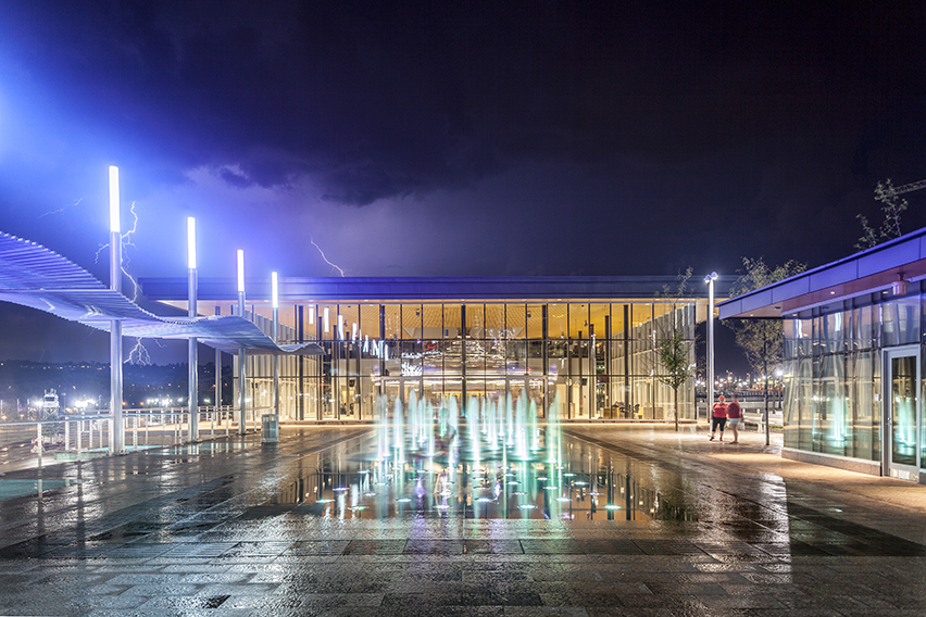 photo of fountain at night