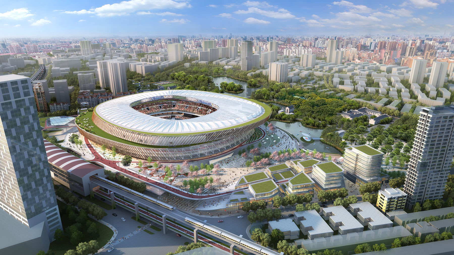 aerial rendering of stadium