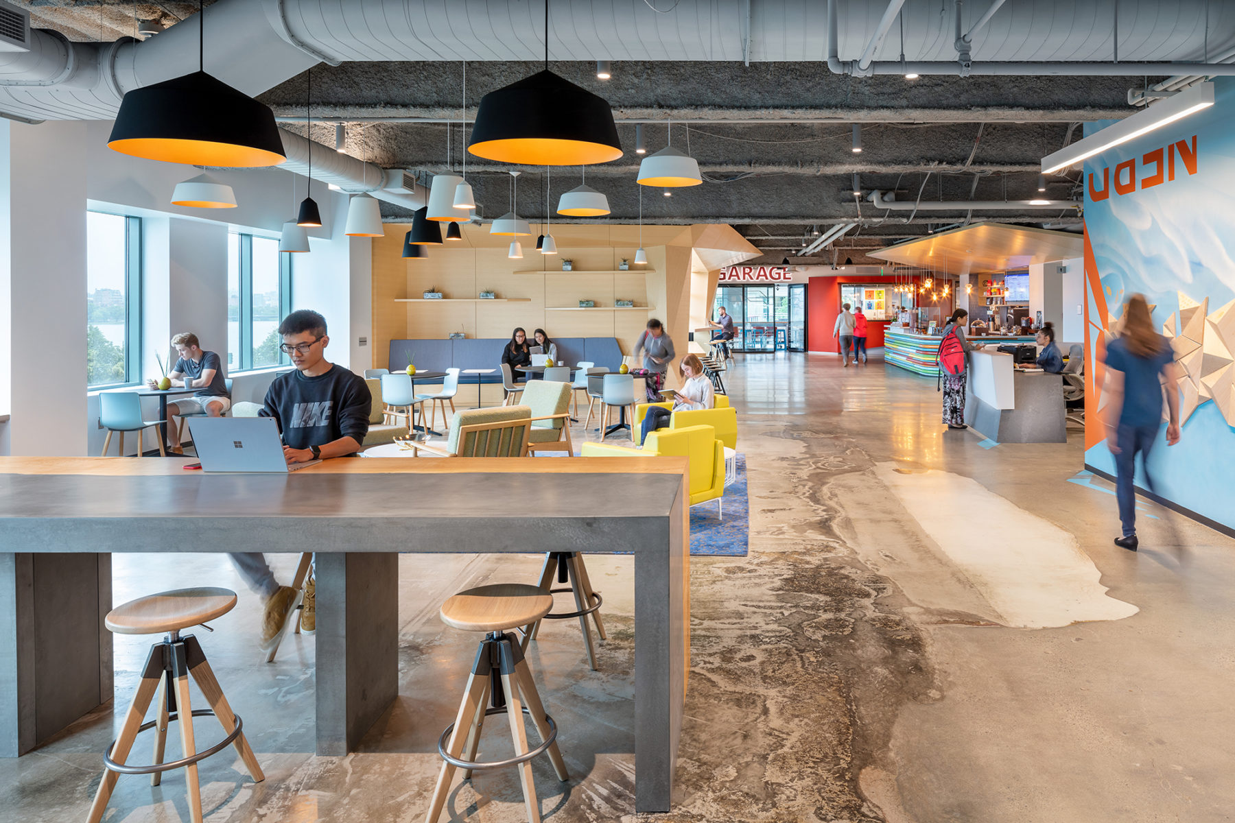 Man working in an open office setting