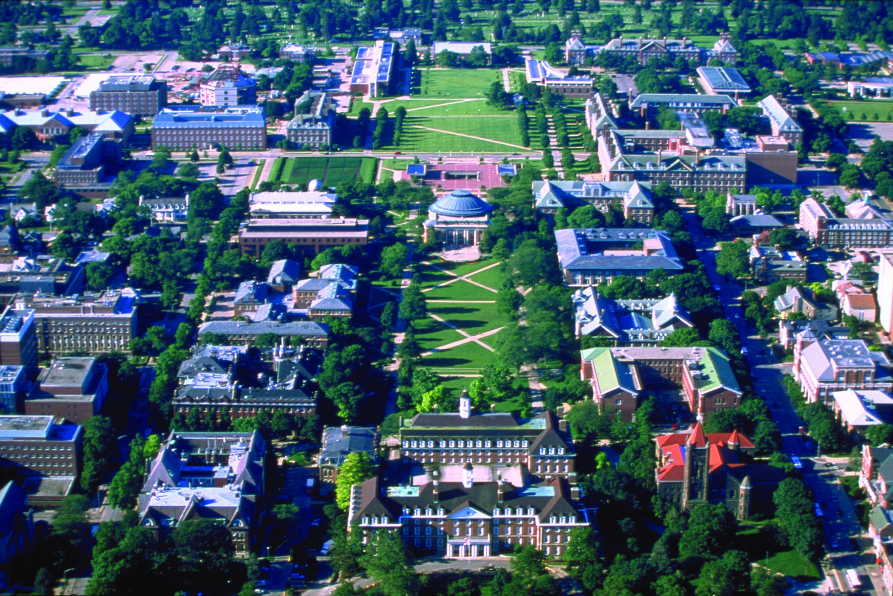 aerial photo of campus