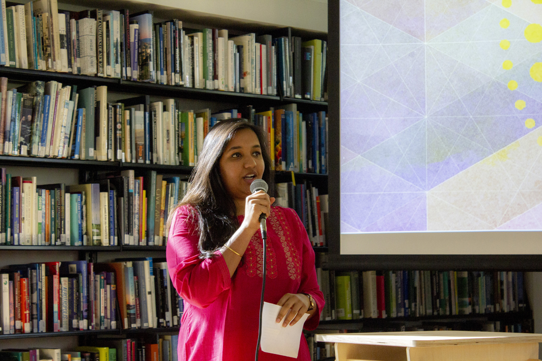 Person standing at podium