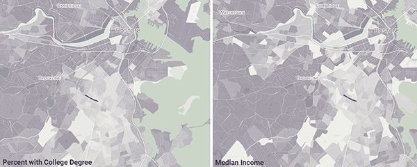 two maps of Boston