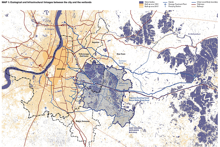 Map of ecological infrastructure linkages between the city and the wetlands