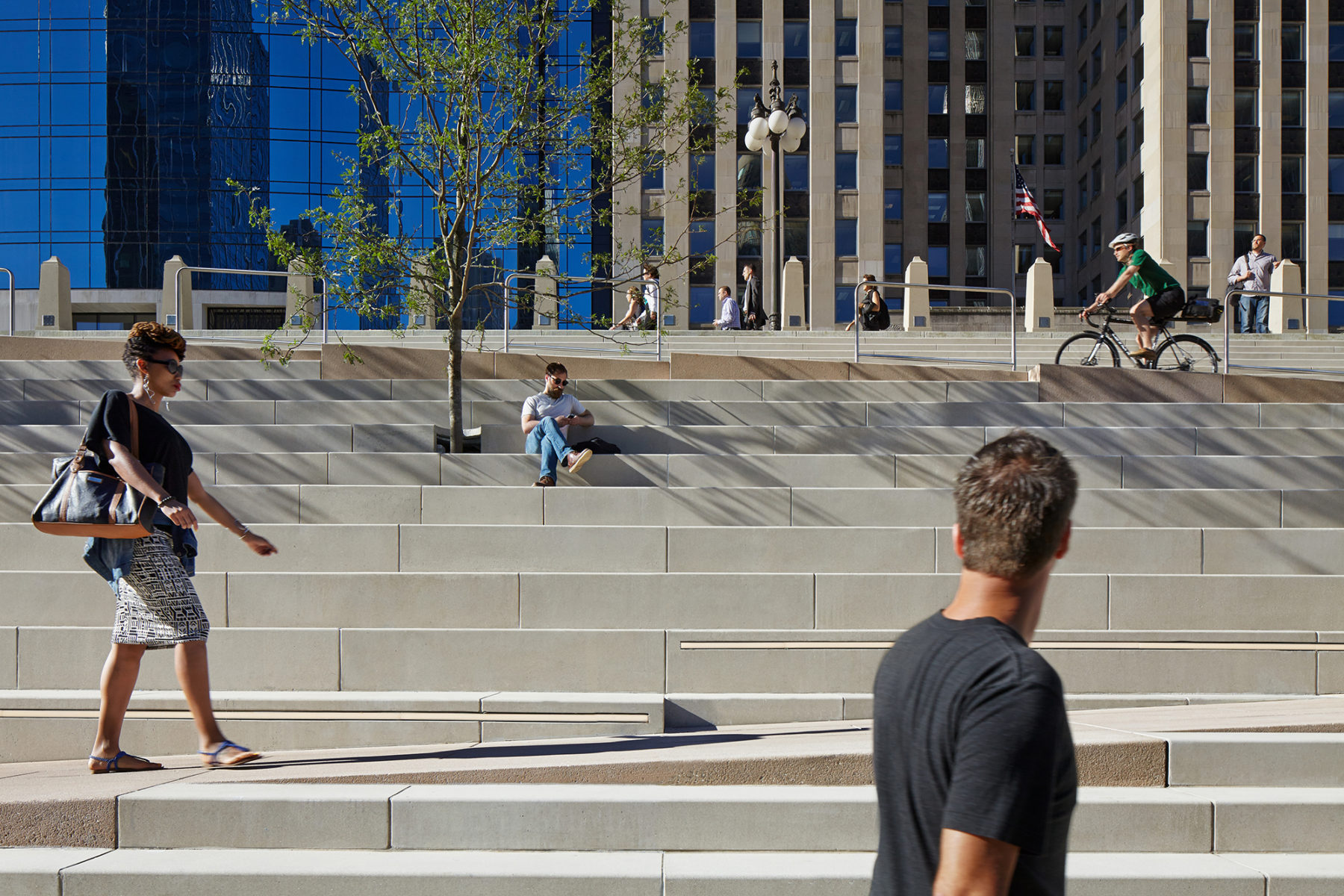 people sitting on stairs