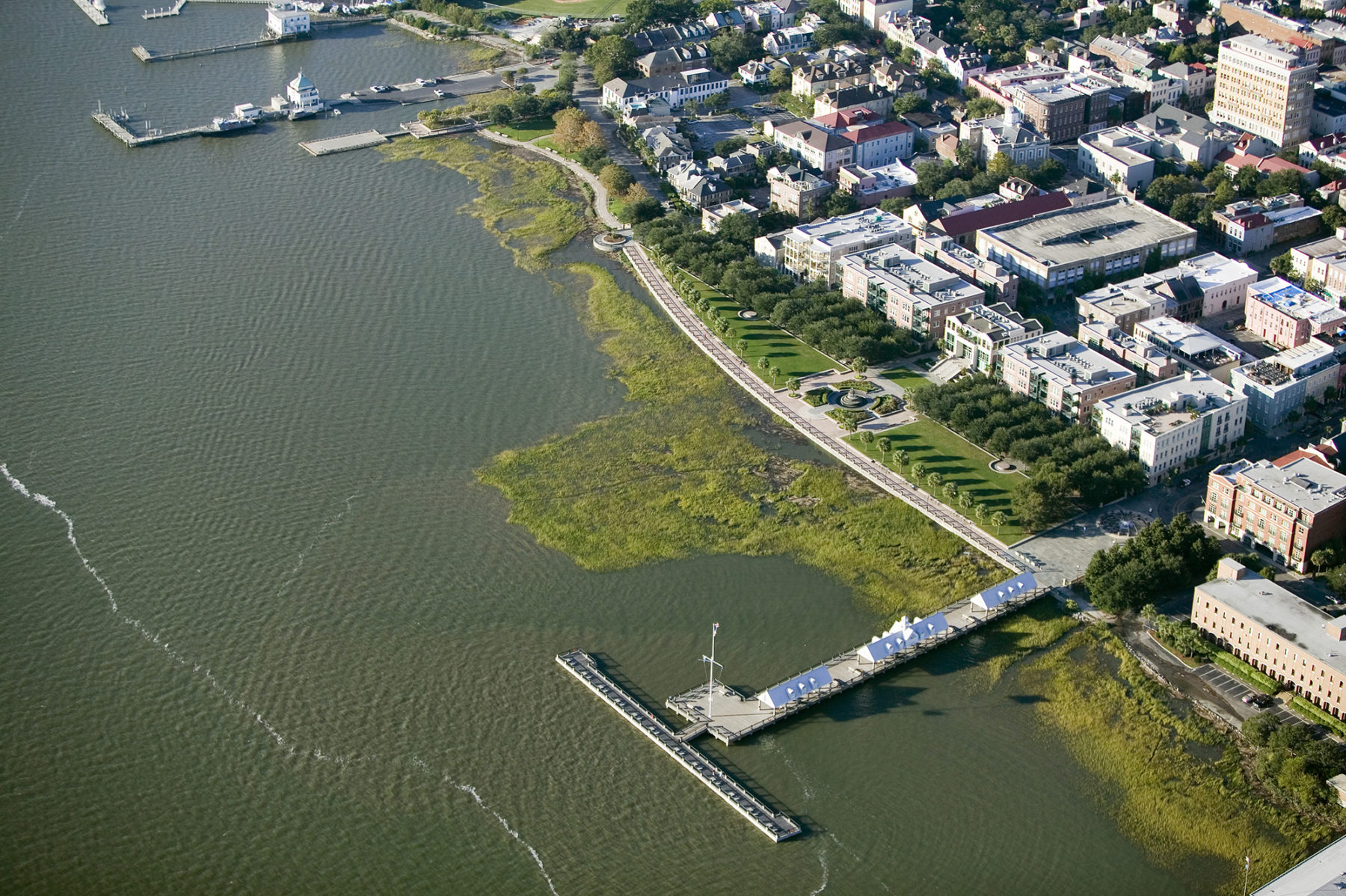 Aerial photo of the park and pier