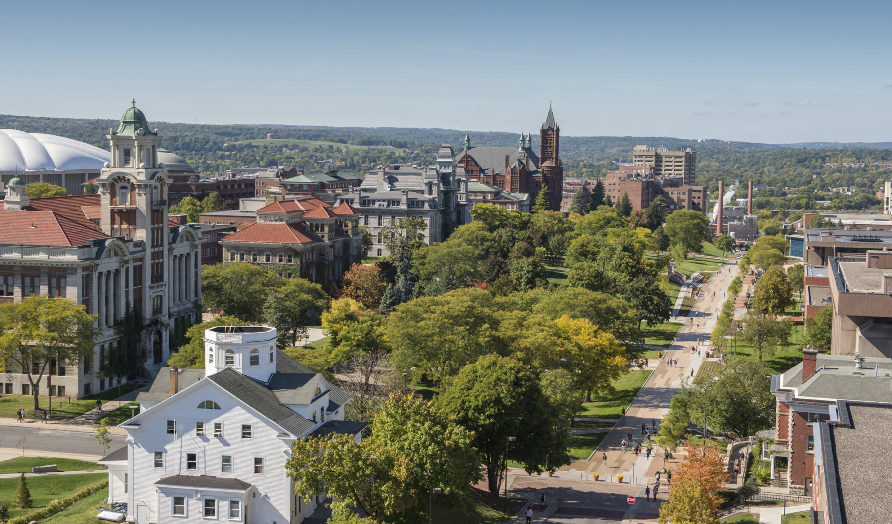 paths converging on campus