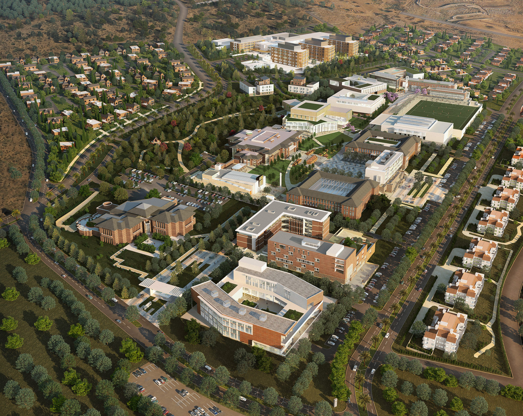 Aerial rendering of the campus vision