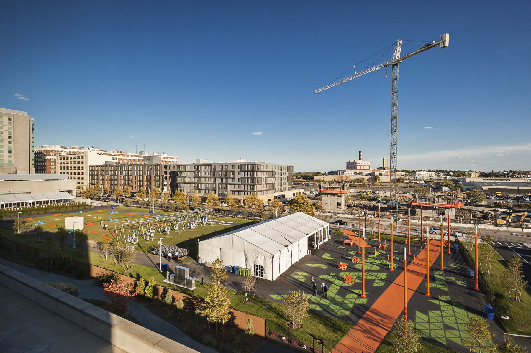 overhead view of the site