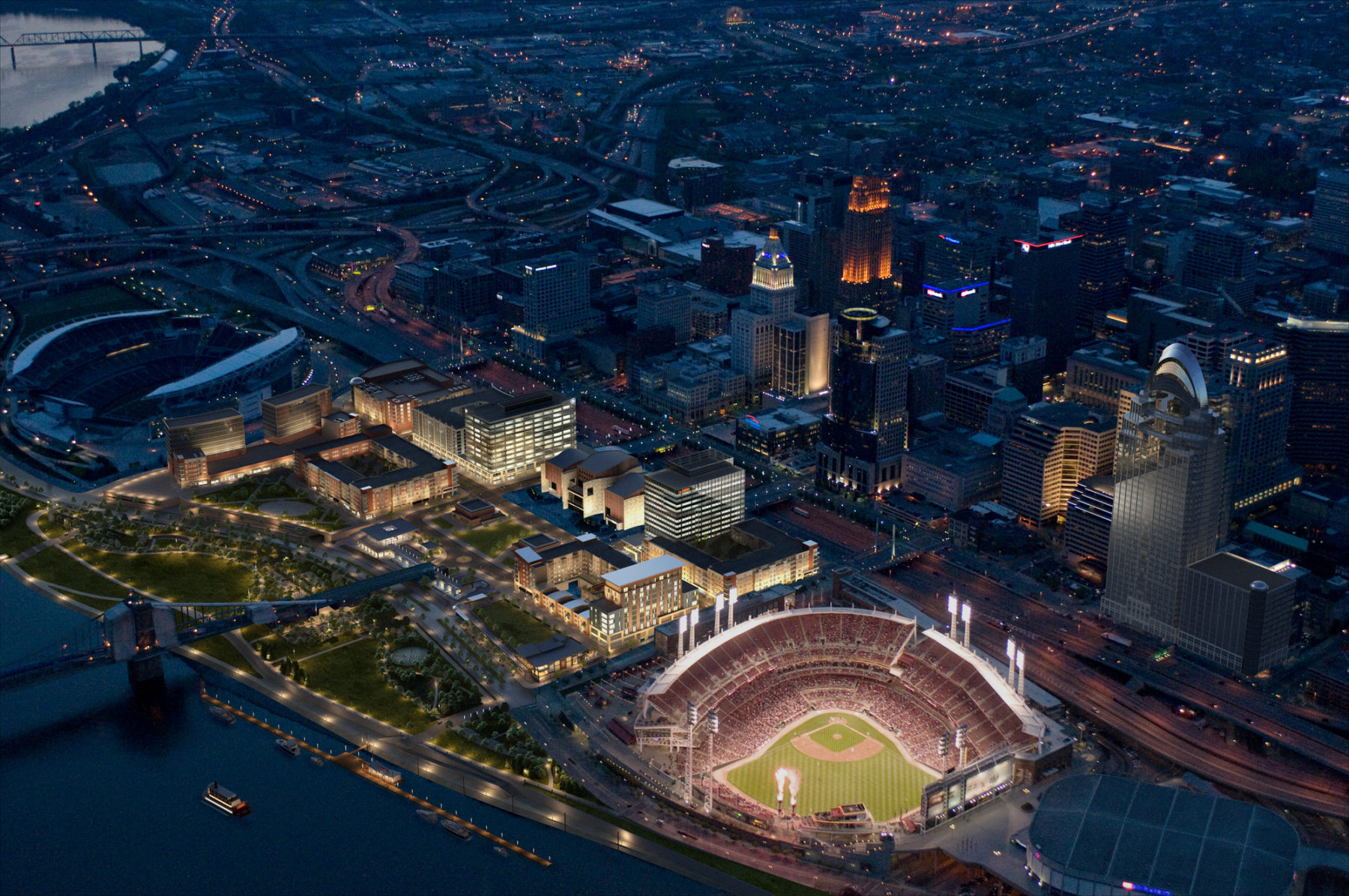 Nighttime Aerial View of the park