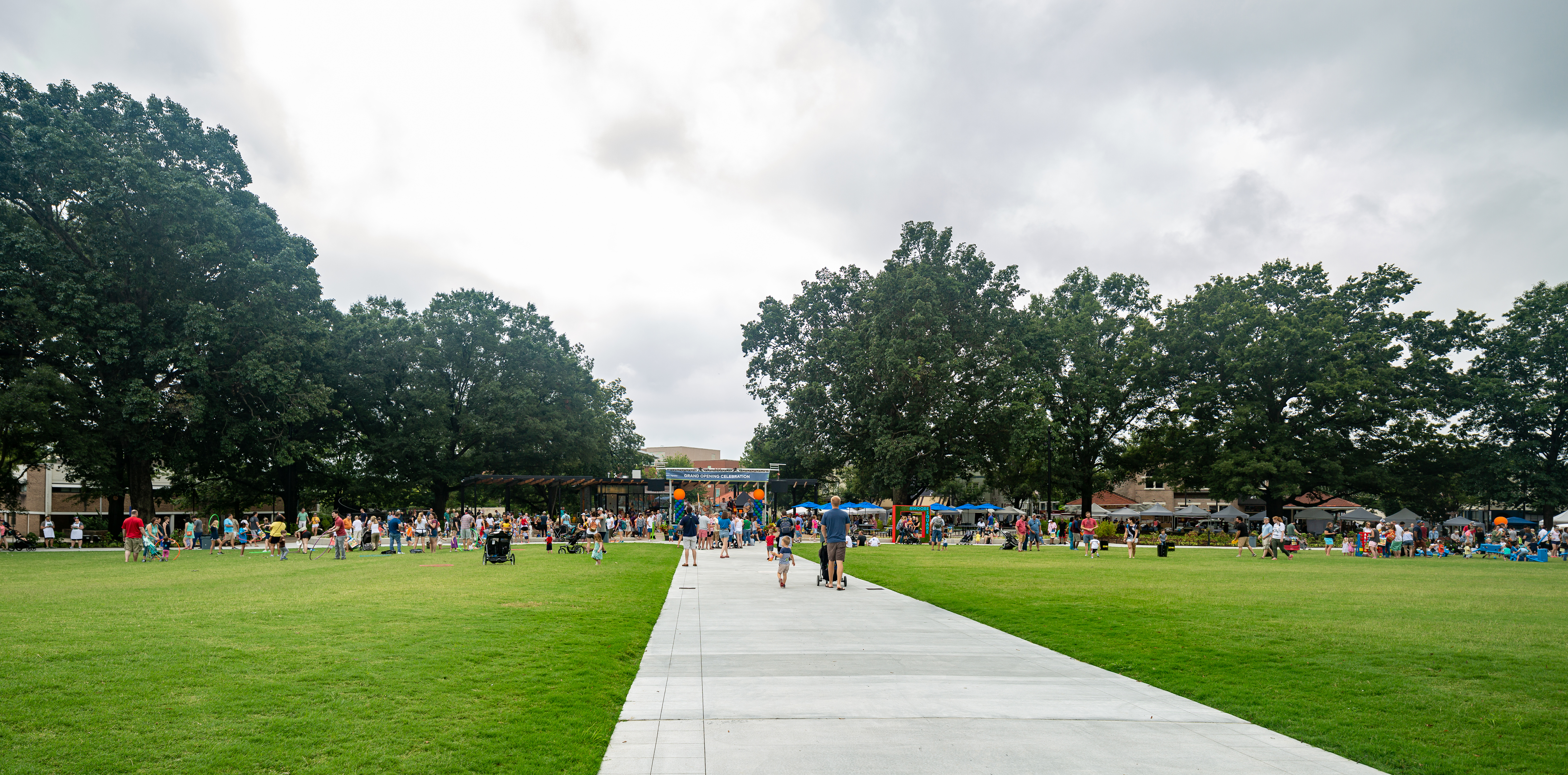 Moore Square walkway and building