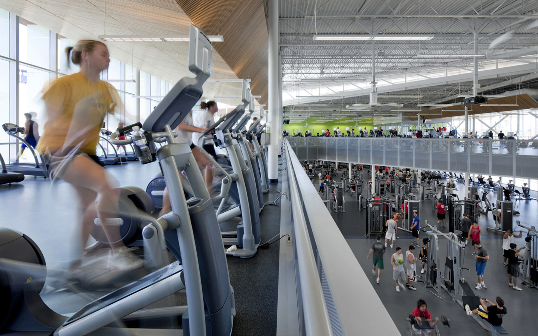 people working out in a rec center