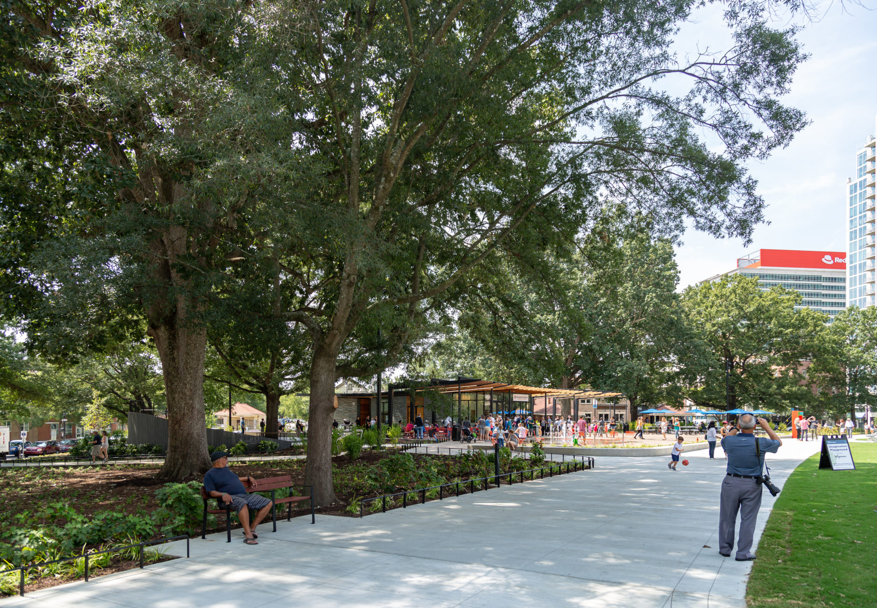 Walkway and trees at Moore Square