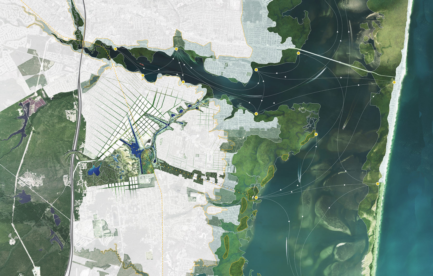 Plan drawing of Barrier Island area