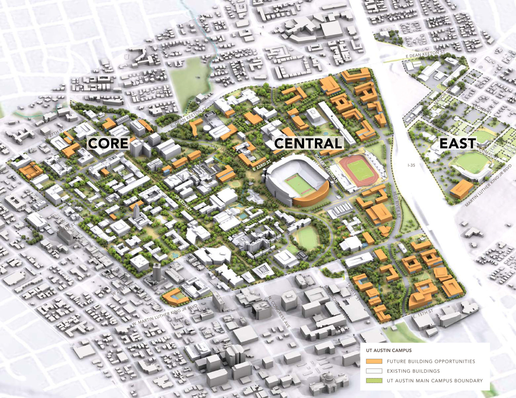 Aerial axon of campus with the different zones labeled