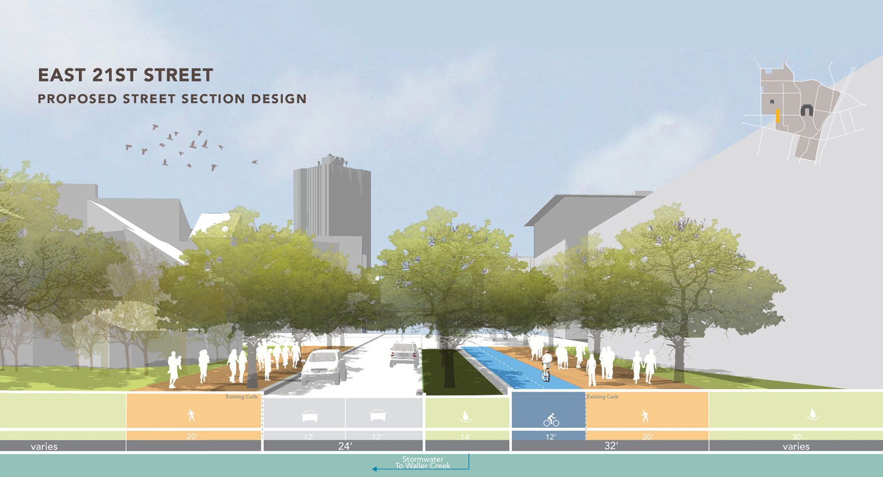 Street section of proposed design for East 21st Street