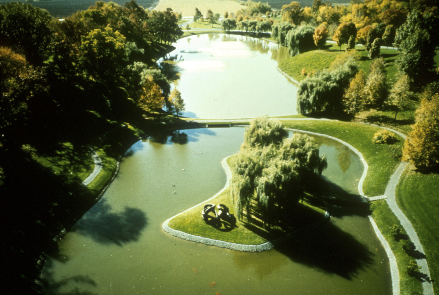 Aerial photo of the ponds on the headquarters site