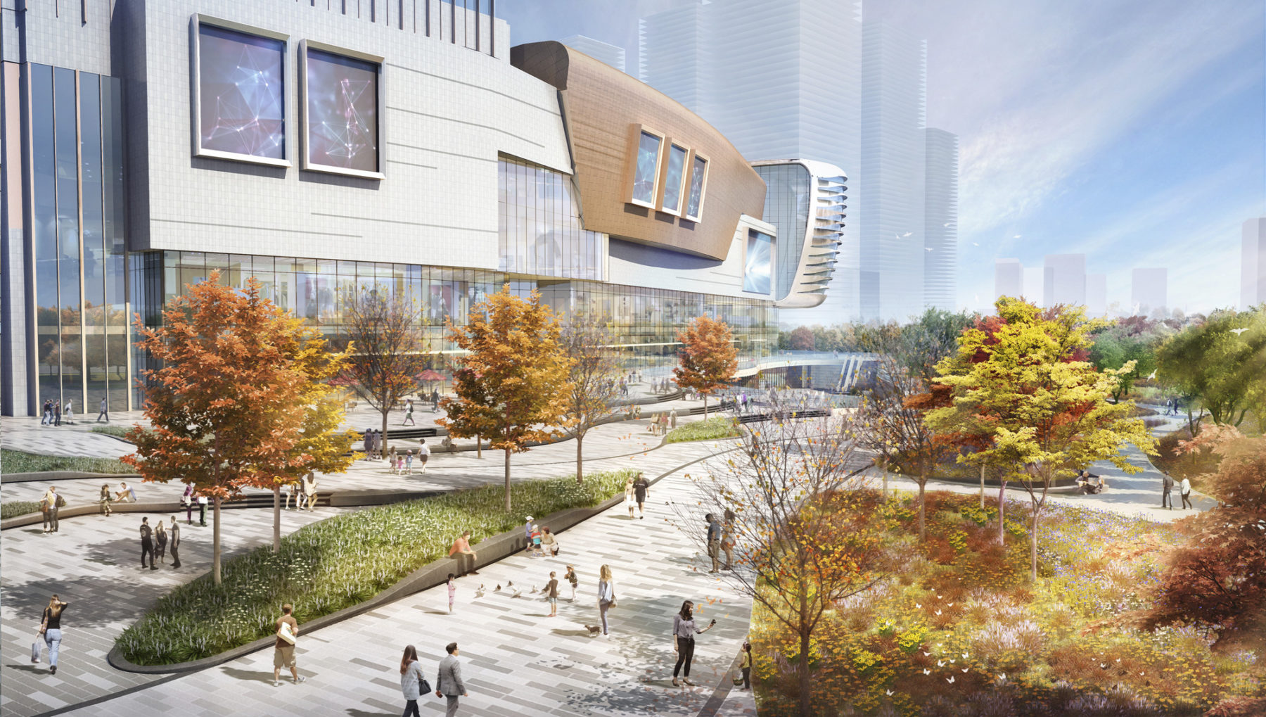 Rendering of Jinan Springs City Square in autumn