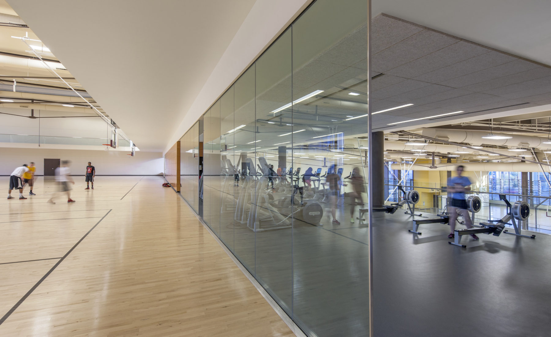 Basketball court and cardio area