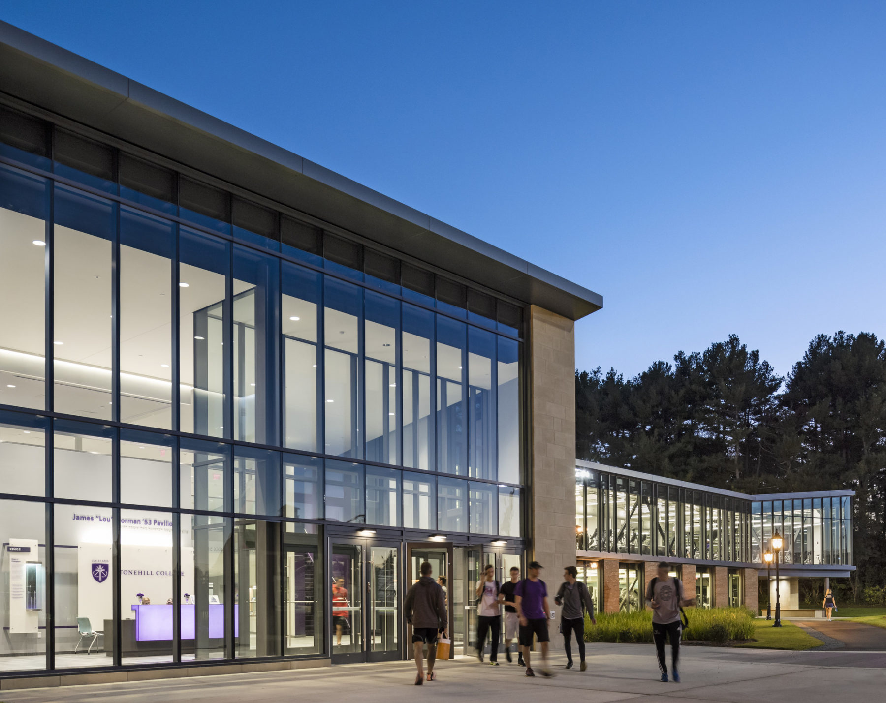 exterior with people walking inside