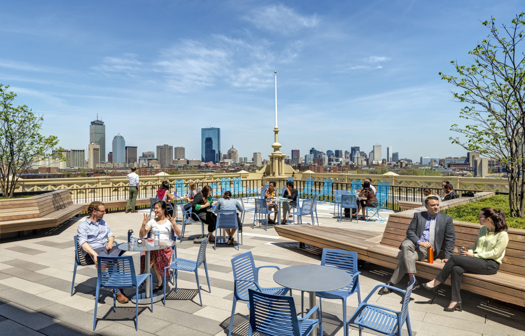 Roof deck with a view of Boston