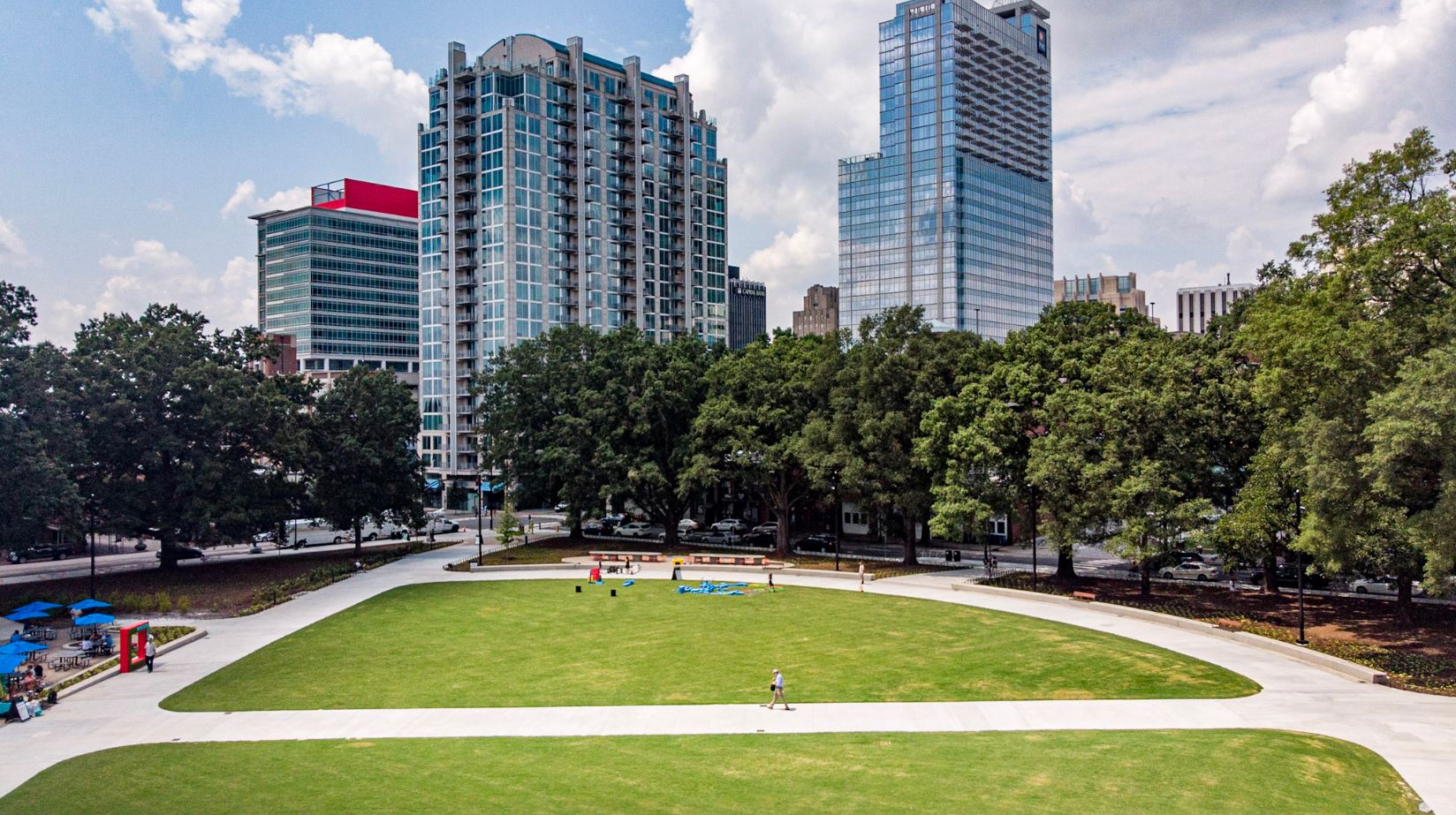 Broad view of Moore Square and the city behind