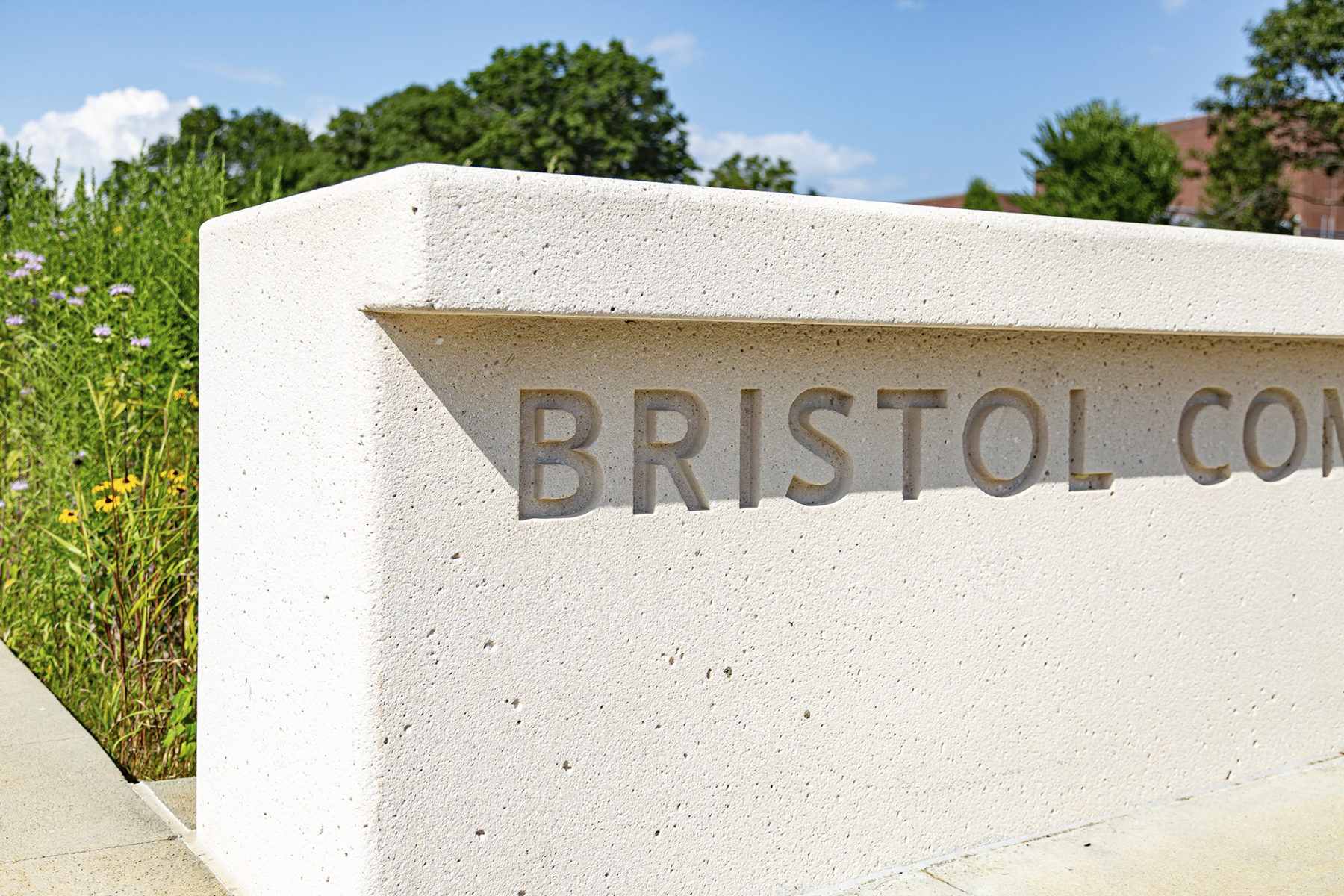 Image of flowers and decorative sign