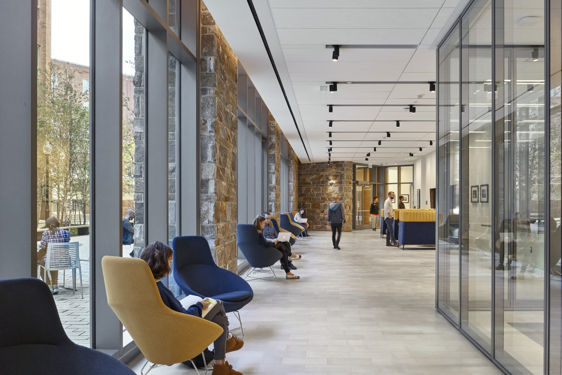 Chairs in the first floor living and learning space