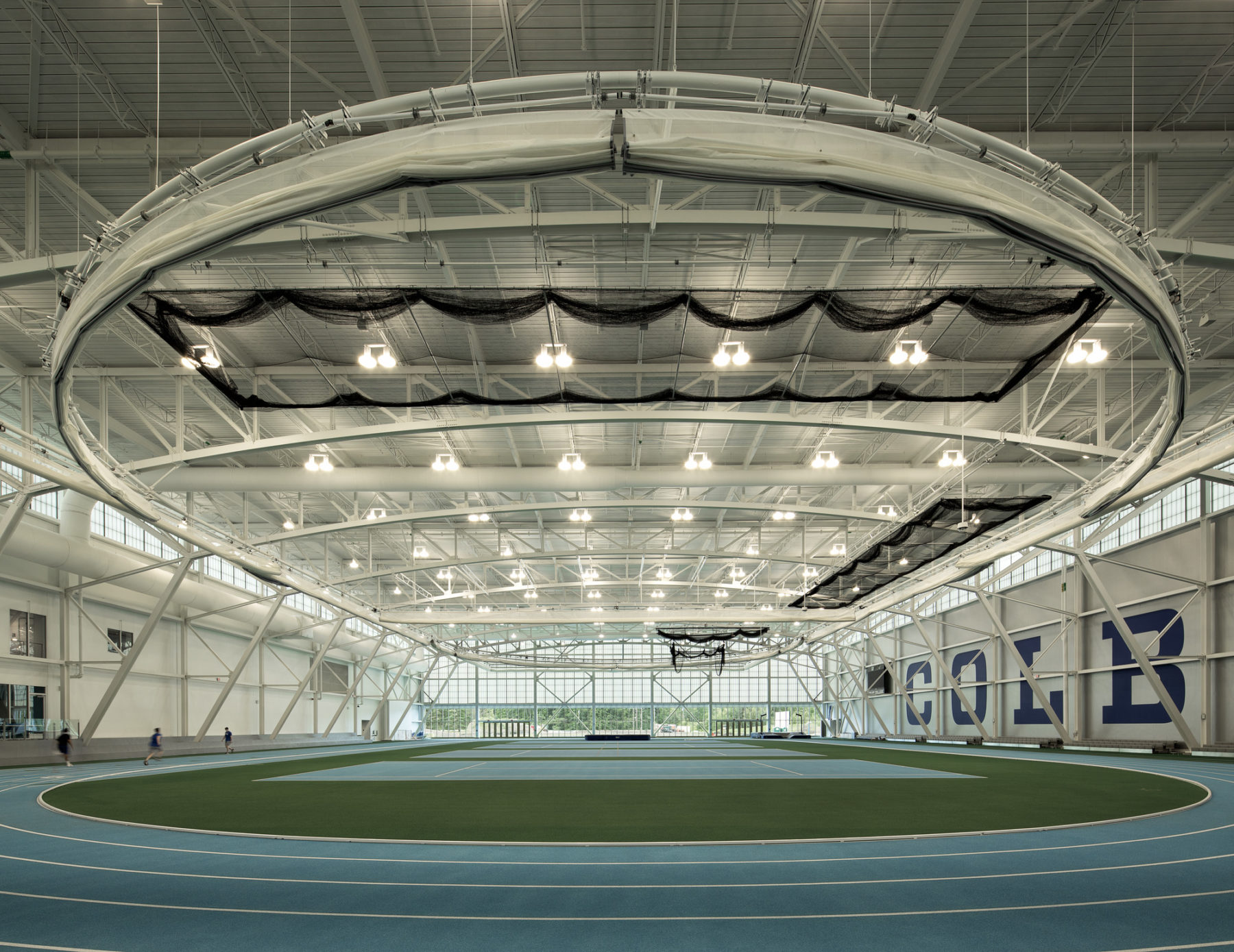 interior photo of field house looking towards exterior