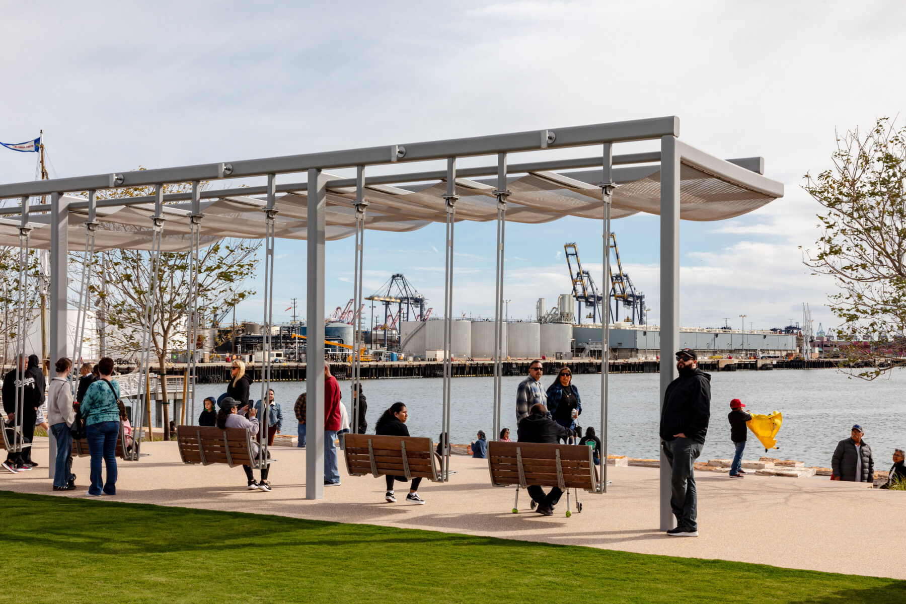 photo looking towards swing feature overlooking the waterfront