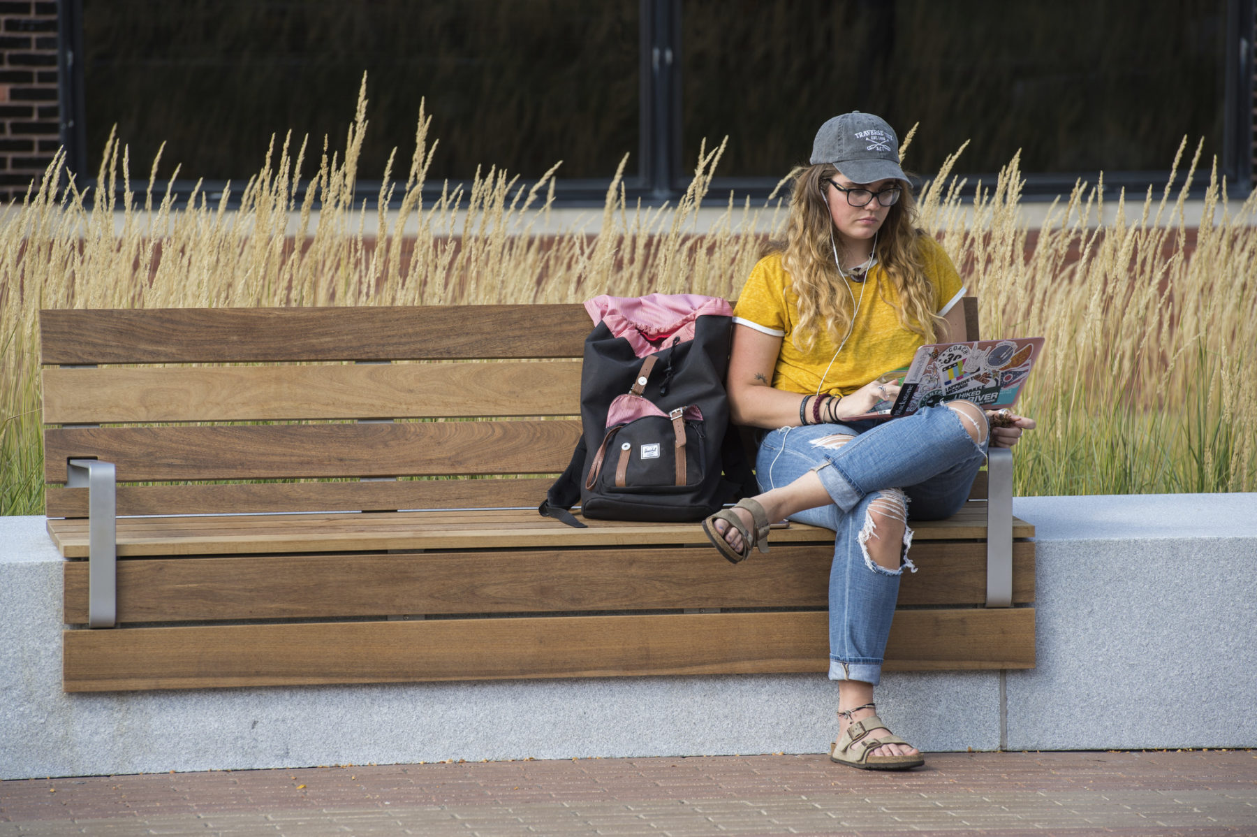 person sitting on a bench