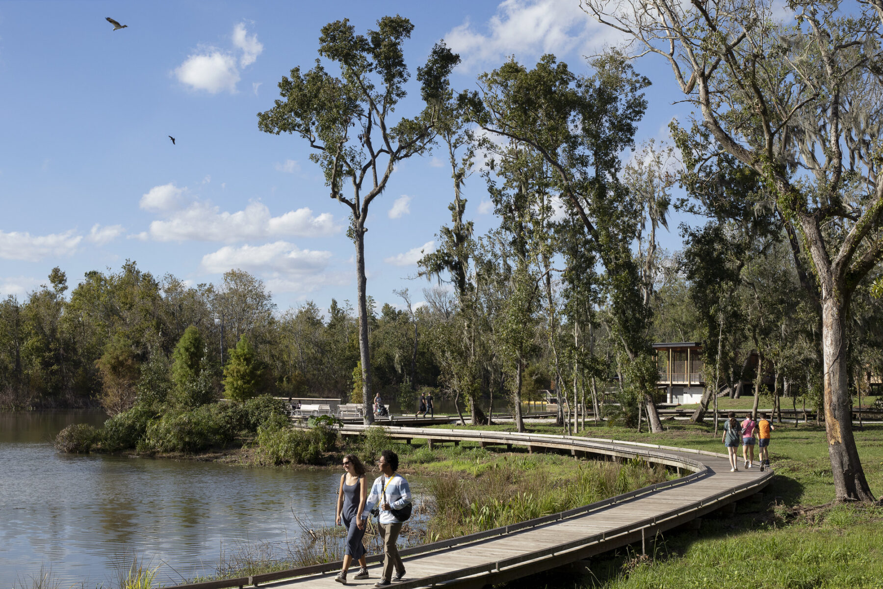 boardwalk along lagoon near nature center