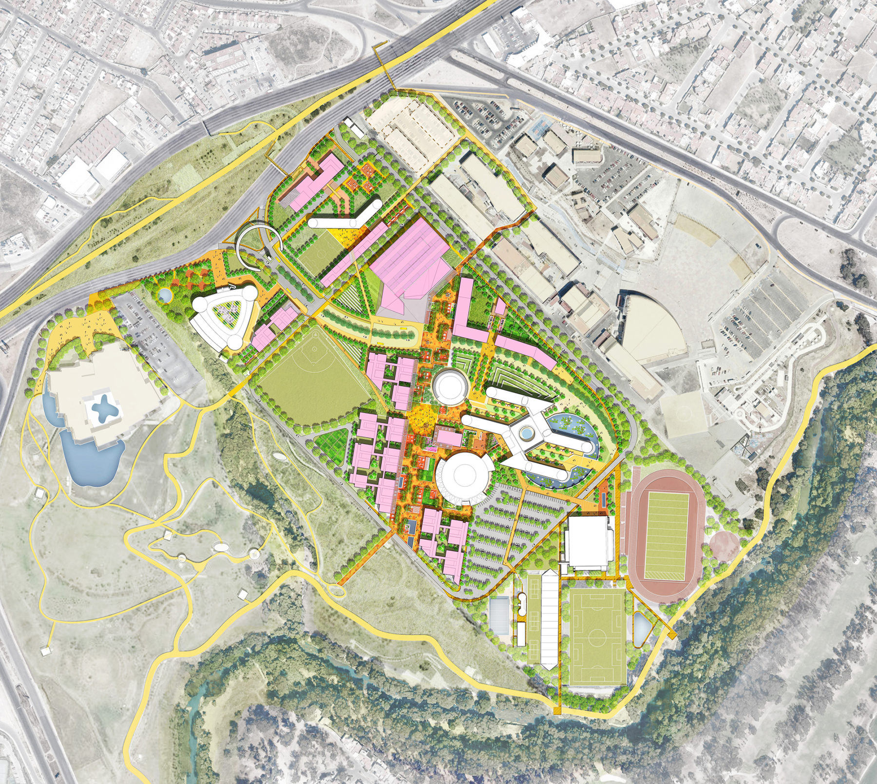 diagram of overhead campus plan