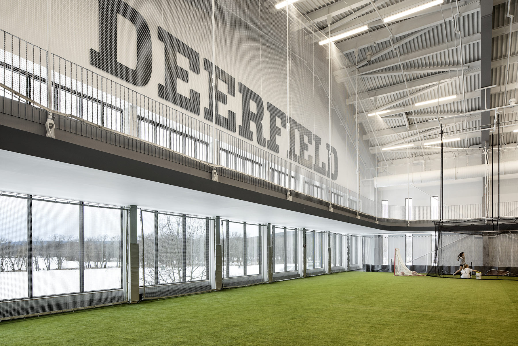 ground level view of indoor running track