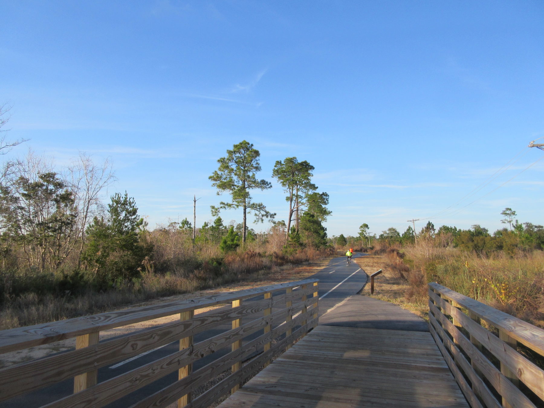 A bike path and bridge at Gulf State Park