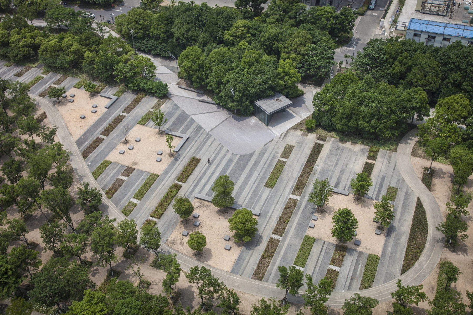 View from the air of part of the park.