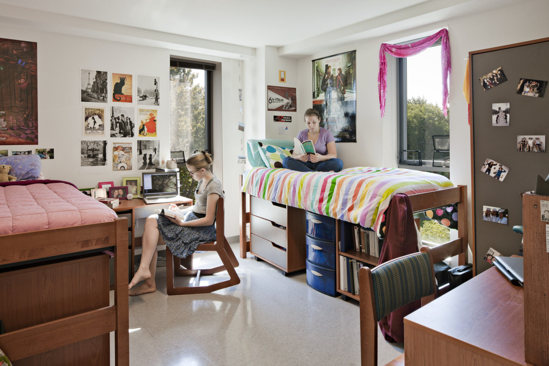 students in dorm room