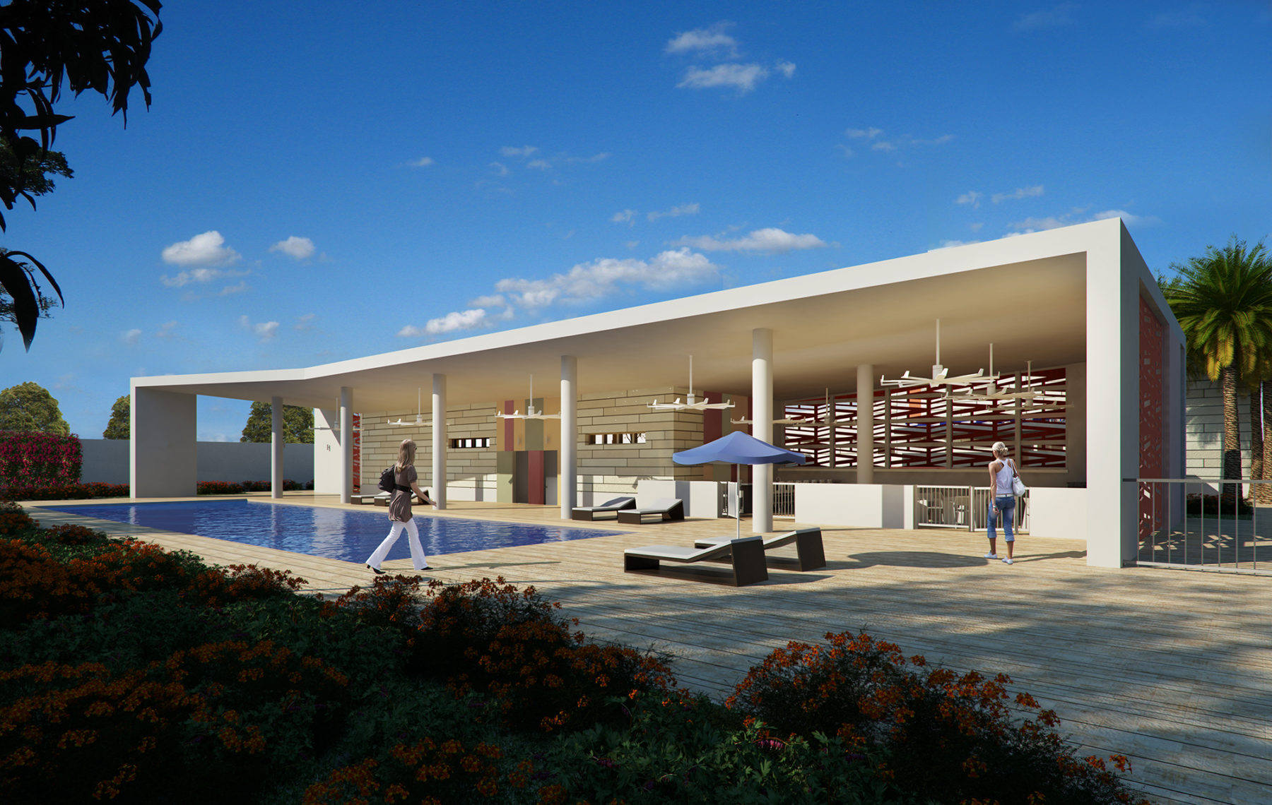 exterior rendering of pool and patio area