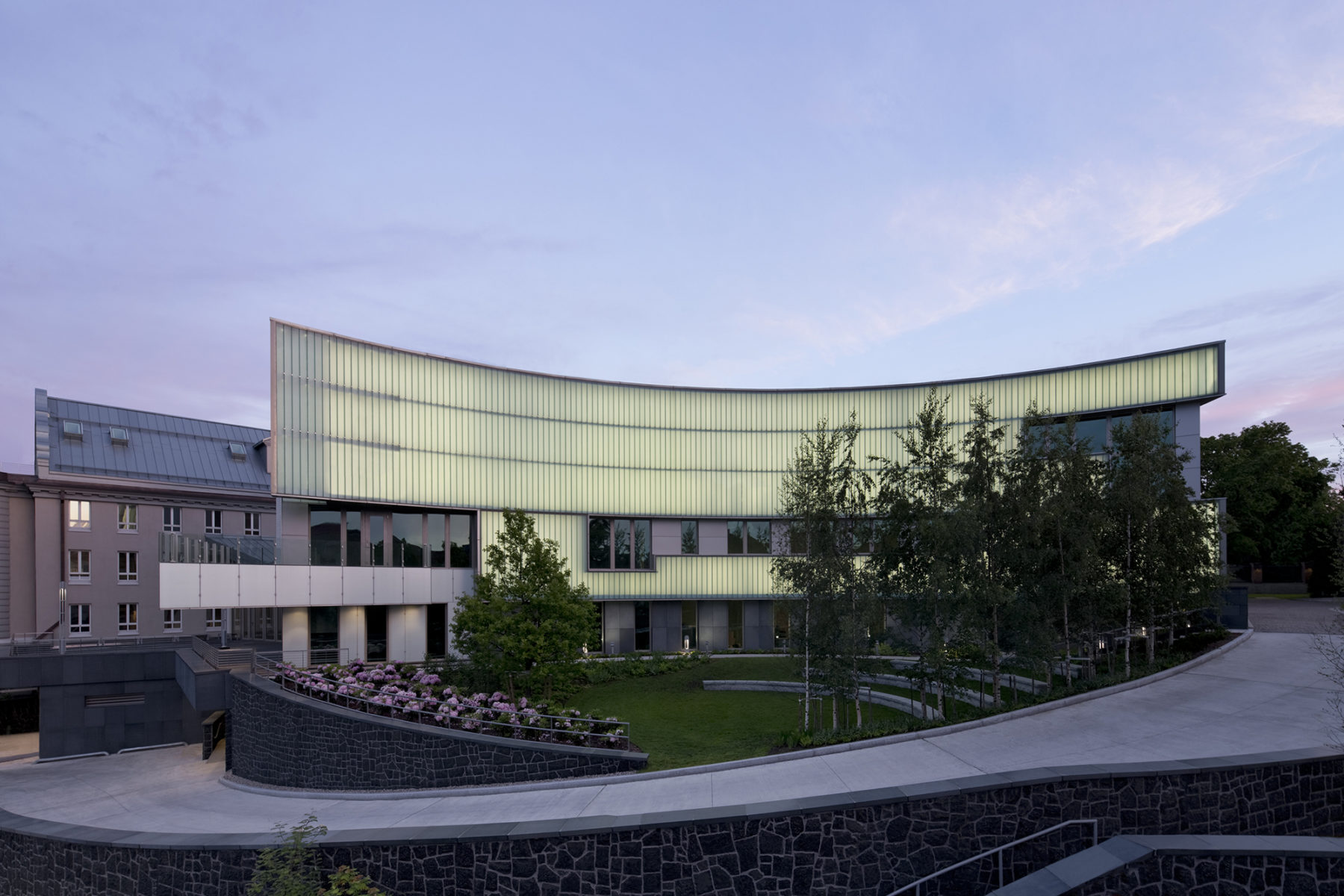 dusk photo of embassy exterior