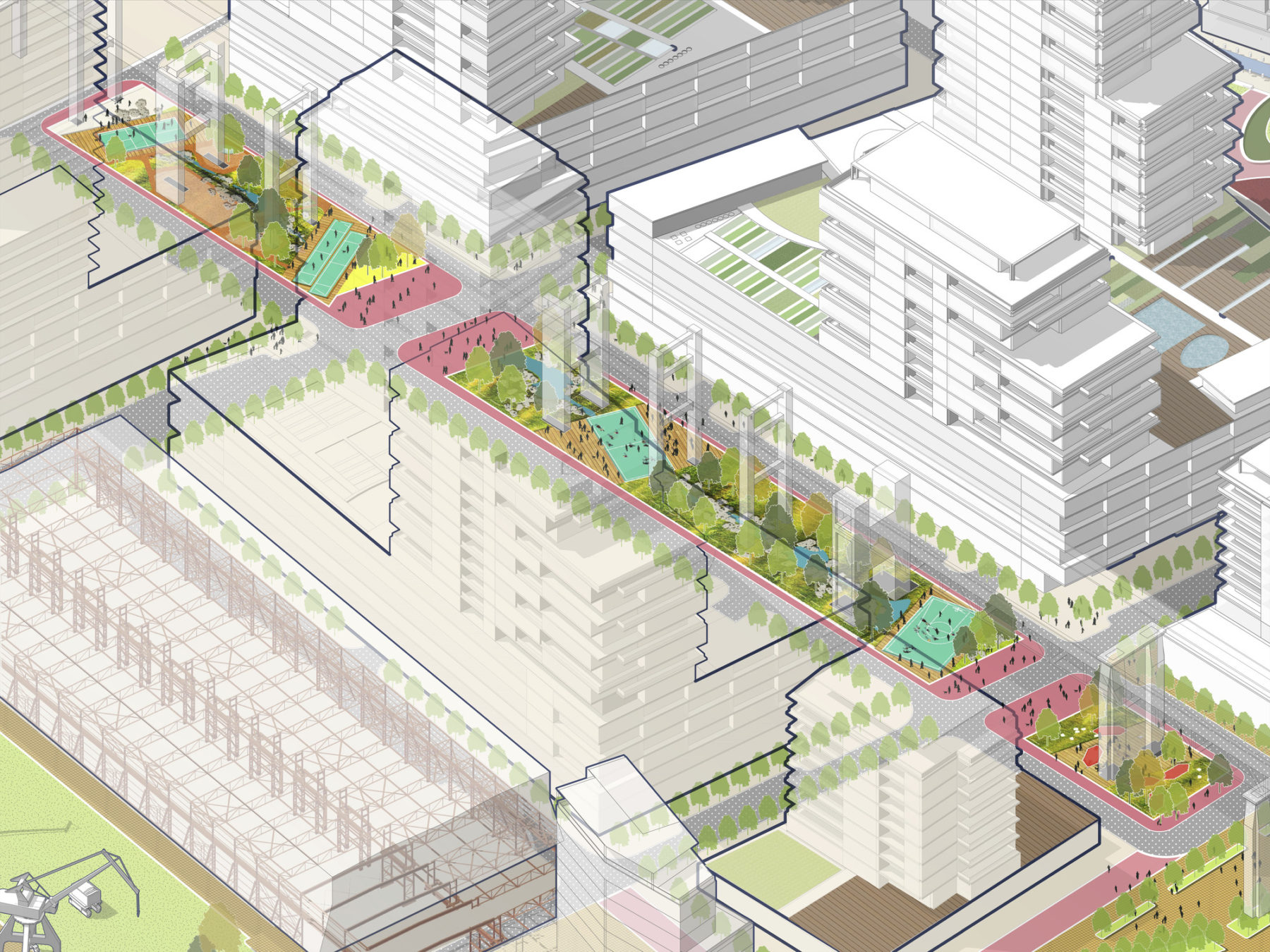 Diagram showing of recreational and flexible open areas