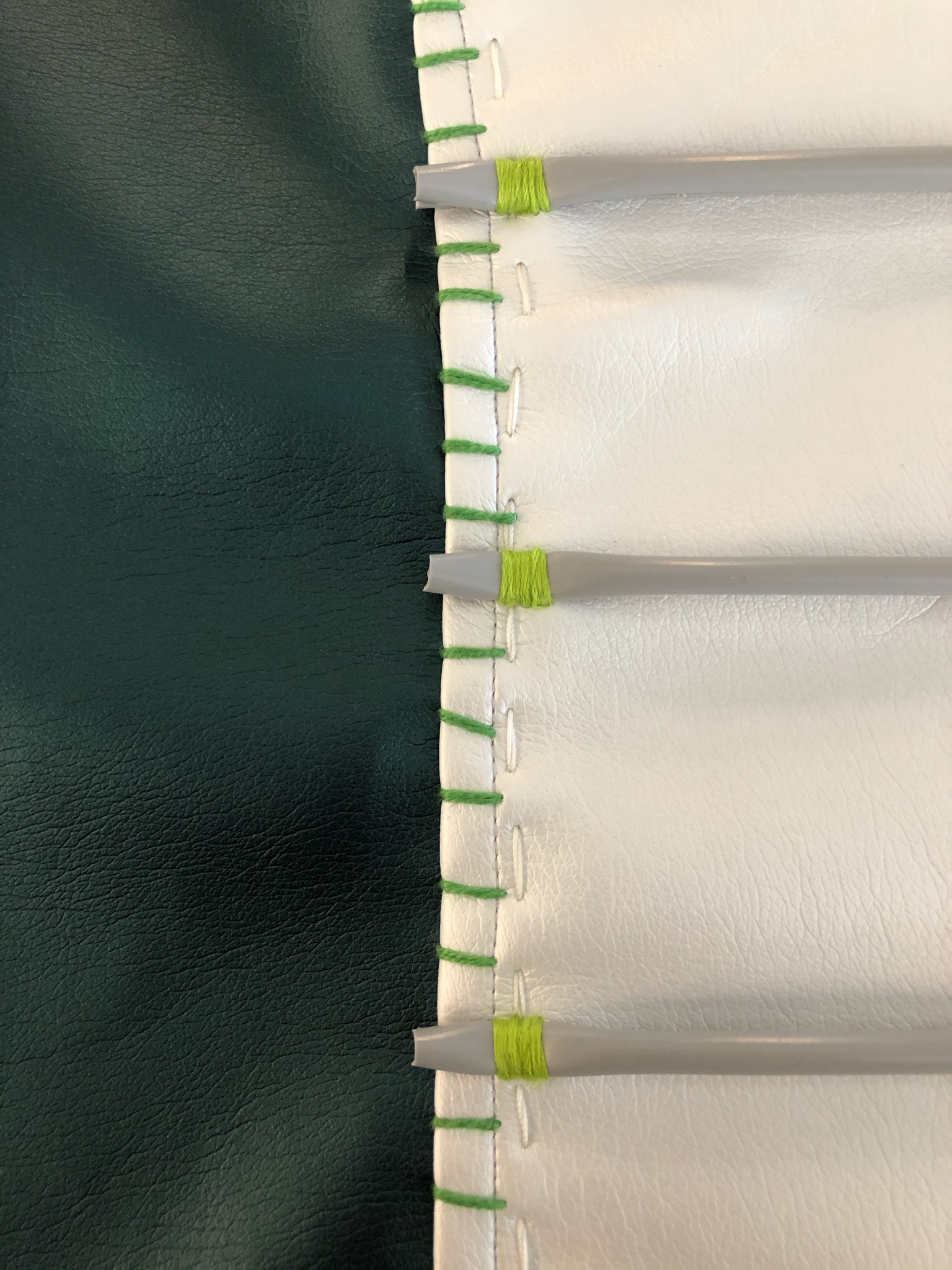 Close-up on the stitching of the dress