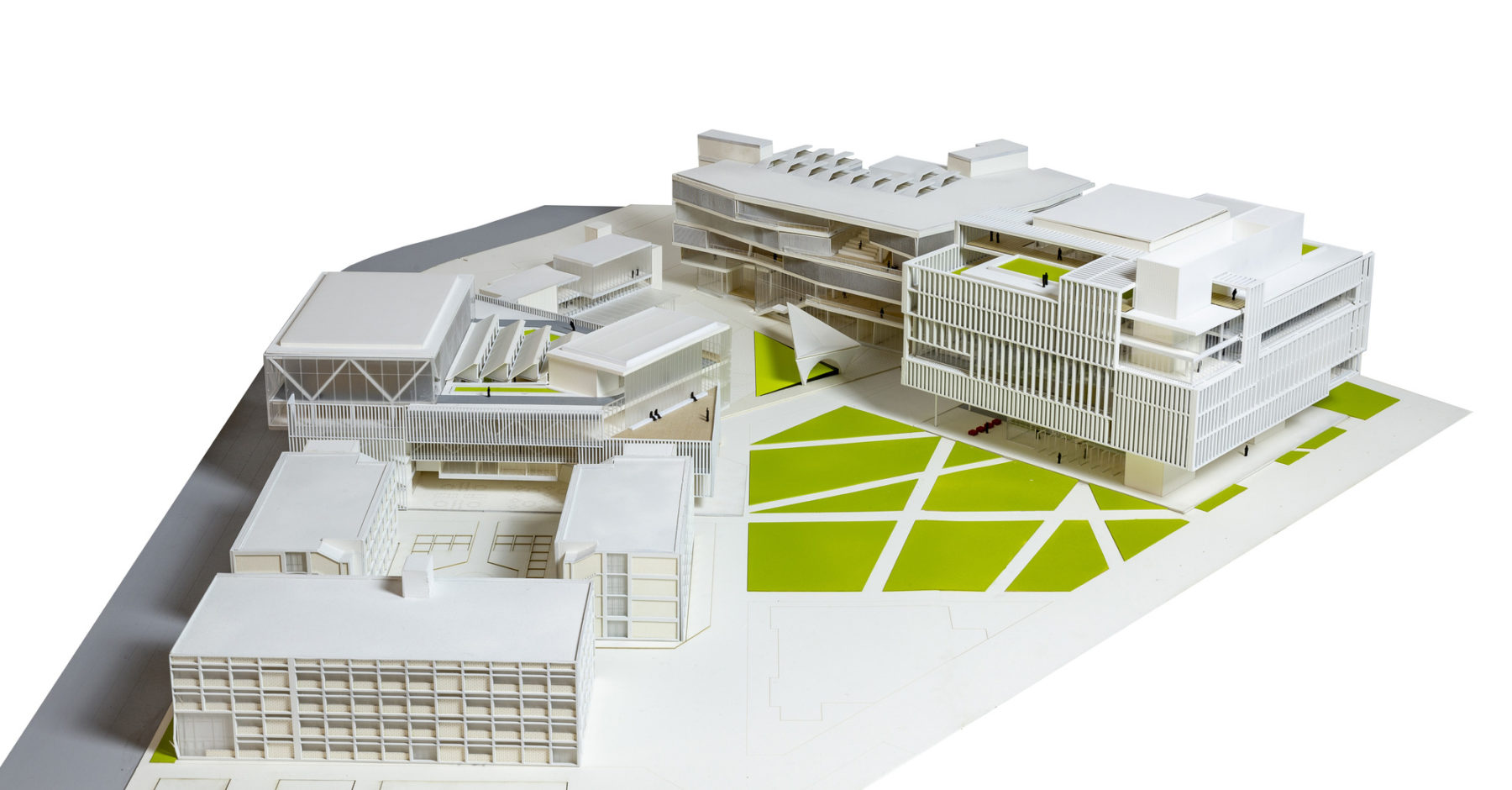 Photo of a model of the new buildings and quad