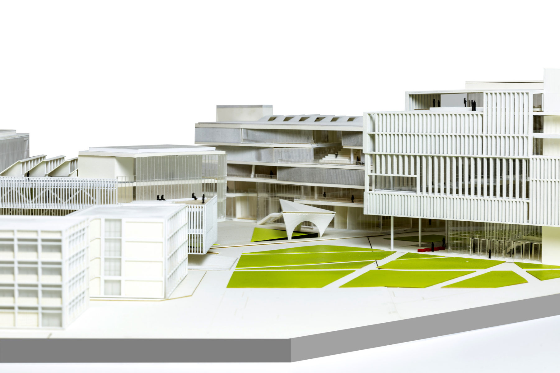 Photo of a model of the new buildings and quad