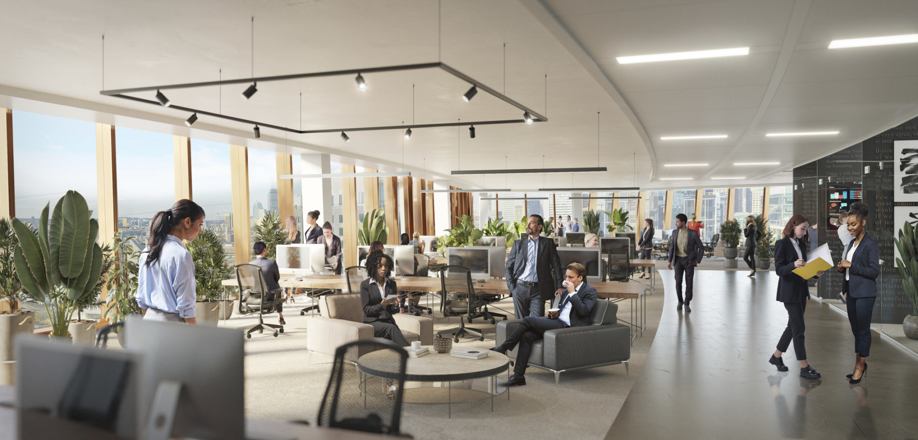 Interior rendering of office space